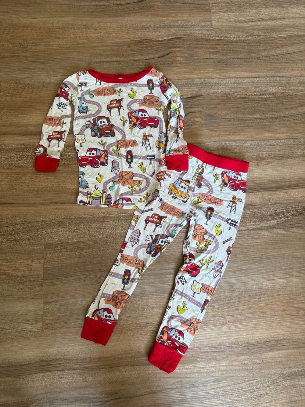Little Sleepies Red & Cream Cars Pajama Set